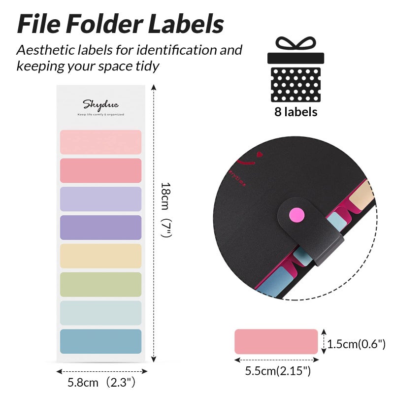 SKYDUE Expanding File Folder with 32 Labels, 5 Pockets A4 Letter Size Accordion Folder Paper Organizer for School and Office Pack of 4 - Image 4
